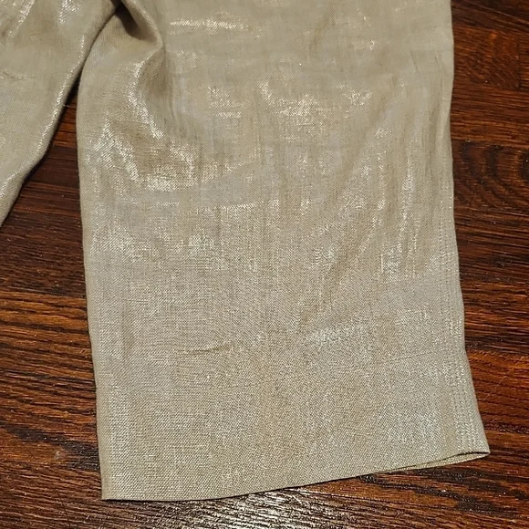 J. Crew City Fit 100% Linen Shiny Metallic Beige Bermuda Shorts Tailored Fit - Picture 9 of 9